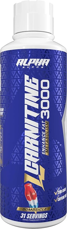 L-Carnitine 3000 mg Liquid | Stimulant-Free Amino Acid | 31 Servings (Bombsicle)