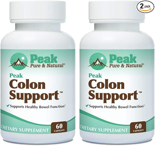 Peak Pure & Natural Colon Support - Colon Cleanse and Detox Supplement for Digestive Health - Gut Health Support with Inulin and Senna Leaf Extracts - with Fiber, Prebiotics, and Probiotics - 2 Pack