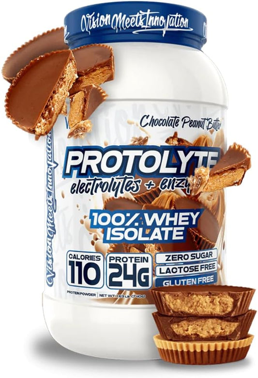 VMI Sports | ProtoLyte Whey Isolate Protein Powder | Low Calorie Whey Protein Powder for Weight Loss | Protein Powder for Muscle Gain | Digestive Enzymes (Chocolate Peanut Butter, 1.6 Pounds)