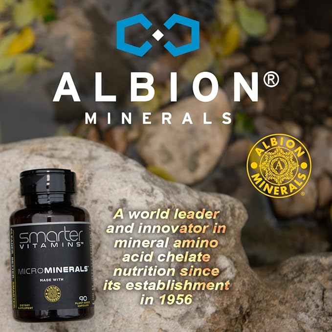 15mg Zinc Glycinate from Albion® 6 Essential Trace Bisglycinate Minerals, Manganese, Boron, Chromium, Selenium, Molybdenum Supplement, 90 Plant-Based Vegan Capsules