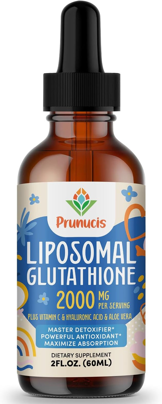 2000MG Liposomal Glutathione Liquid, 98% Absorption, Glutathione Liquid Supplement, Active Form L- Glutathione, Powerful Antioxidant Complex for Immune System, Aging Defense, Detox, 2 FL.OZ
