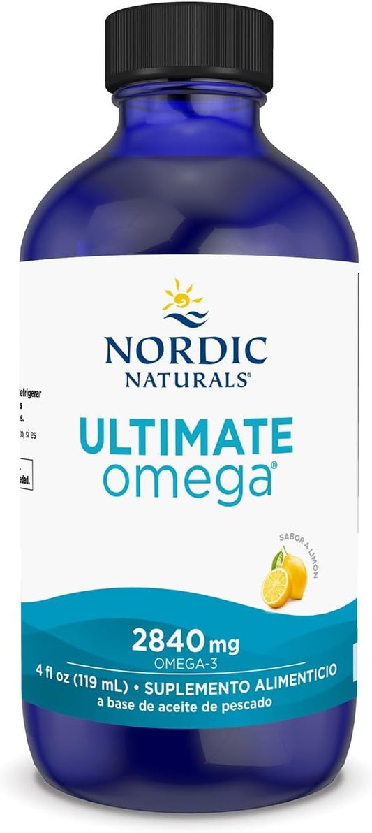 Nordic Naturals Ultimate Omega Liquid, Lemon Flavor - 4 oz - 2840 mg Omega-3 - High-Potency Omega-3 Fish Oil Supplement with EPA & DHA - Promotes Brain & Heart Health - Non-GMO - 24 Servings