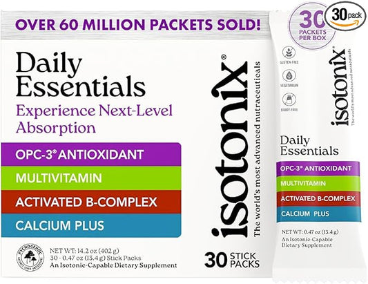 Isotonix Daily Essentials Multivitamin Powder Packets with OPC-3, Multivitamin, B-Complex & Calcium Plus – Gluten-Free, Non-GMO, Fast Absorption Vitamins for Energy, Immunity, and Bone Health