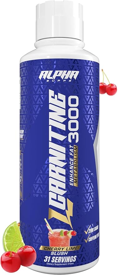 L-Carnitine 3000 mg Liquid | Stimulant-Free Amino Acid | 31 Servings (Cherry Lime Slush)
