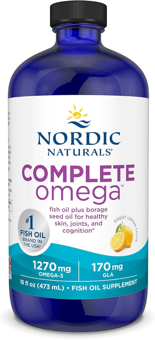 Nordic Naturals Complete Omega, Lemon Flavor - 16 oz - 1270 mg Omega-3 - EPA & DHA with Added GLA - Healthy Skin, Cognition, Positive Mood - Non-GMO - 96 Servings