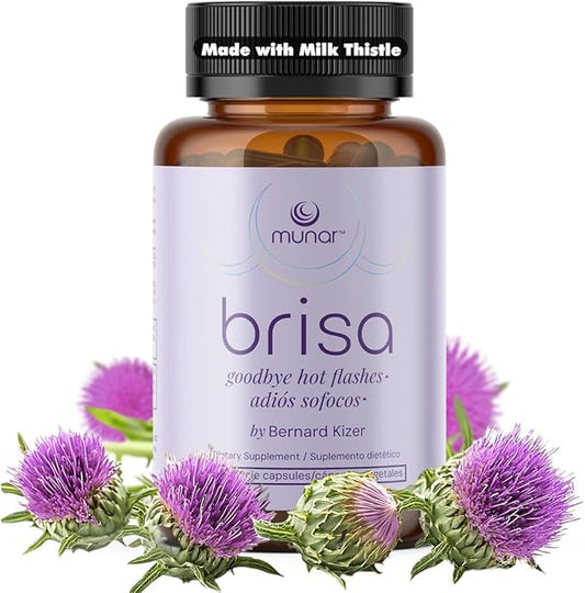 Munar Brisa Menopause Support – Hormonal Balance for Women with Milk Thistle, Vitex, Black Cohosh and Rhubarb. Reduces Hot Flashes, Boosts Energy, Liver Detox – 30-Day Supply (60 Capsules)
