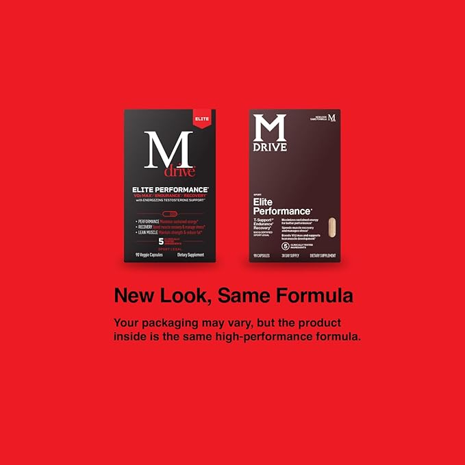 Mdrive Elite Testosterone Booster for Men - Supports Immune Health, Energy, VO2Max, Recovery, Stress Relief, Lean Muscle, KSM-66 Ashwagandha, DIM, Fenugreek, 90 Capsules