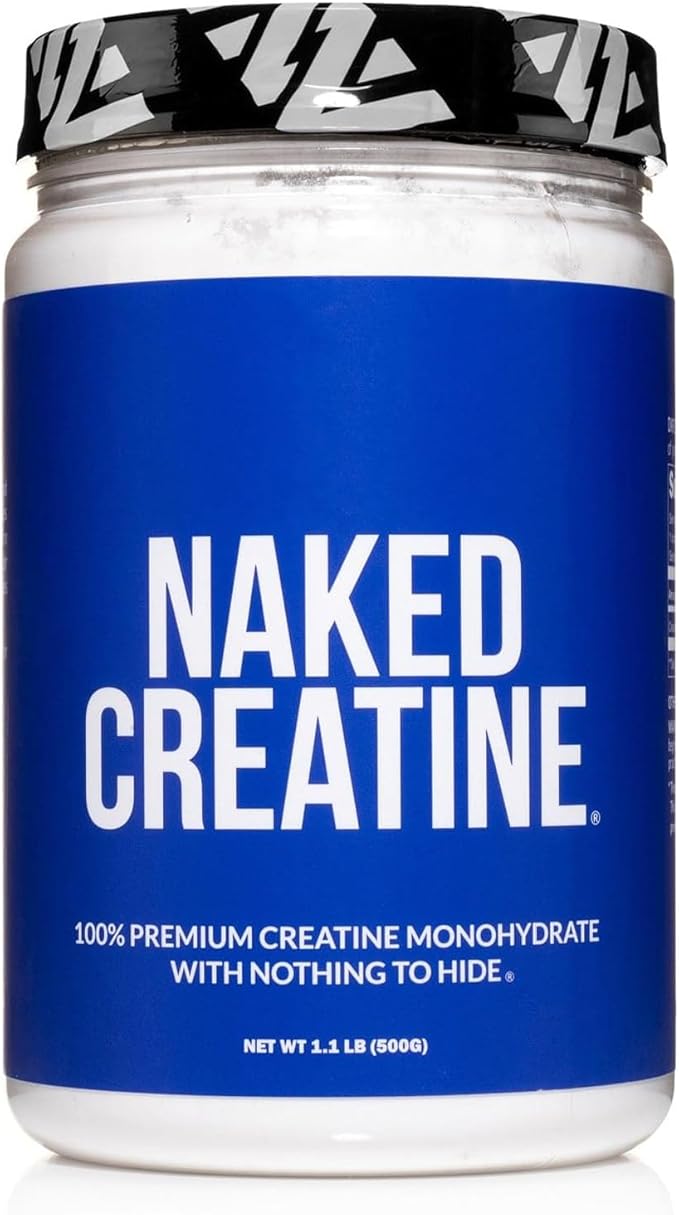 Naked Pure Micronized Creatine Monohydrate - 100 Servings - 500 Grams, 1.1Lb Bulk, Vegan, Non-GMO, Gluten Free, Soy Free. Aid Strength Gains, No Artificial Ingredients Creatine