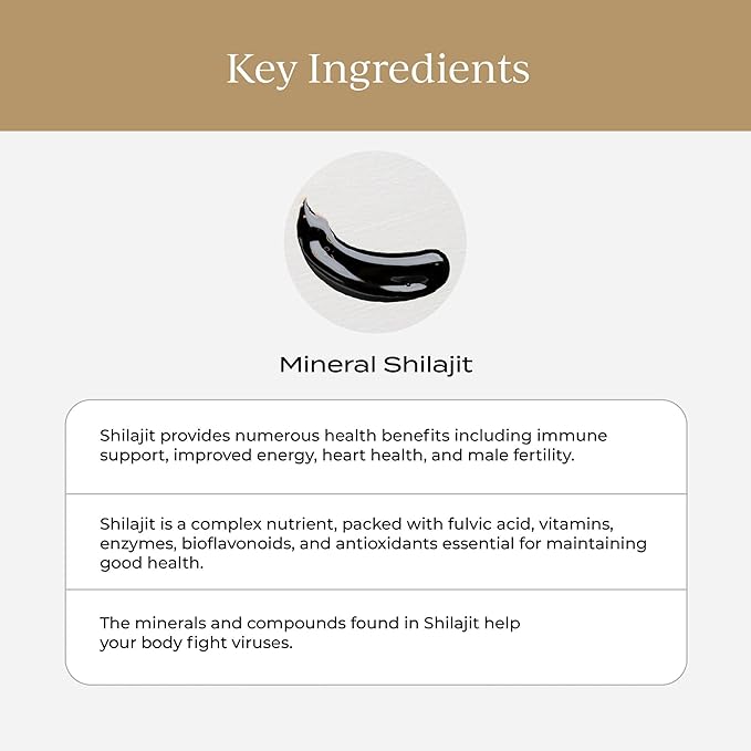 CYMBIOTIKA Pure Himalayan Shilajit Resin with Elemental Gold, Fulvic Acid, 84+ Trace Minerals, Digestive & Immune Supplement to Support Focus & Energy, Overall Health, High Potency, Vegan, 15g Jar