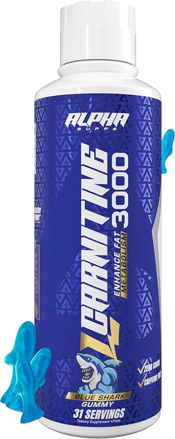 L-Carnitine 3000 mg Liquid | Stimulant-Free Amino Acid | 31 Servings (Blue Gummy)