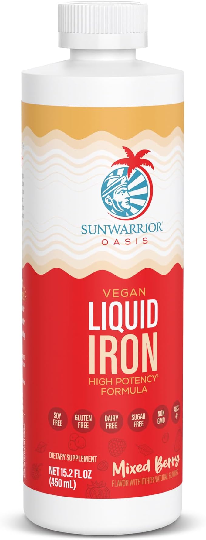 Iron Supplement for Women Vegan Liquid Iron Fast Absorbing Immune Support & Women’s Health Ferrous Bisglycinate Chelate Healthy Blood & Red Cells Stomach-Friendly High Potency 15.2 fl oz Mixed Berry