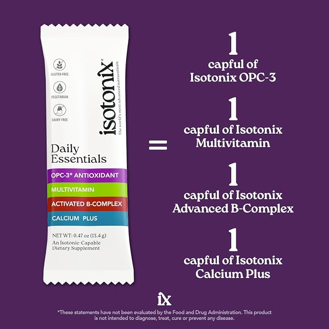 Isotonix Daily Essentials Multivitamin Powder Packets with OPC-3, Multivitamin, B-Complex & Calcium Plus – Gluten-Free, Non-GMO, Fast Absorption Vitamins for Energy, Immunity, and Bone Health
