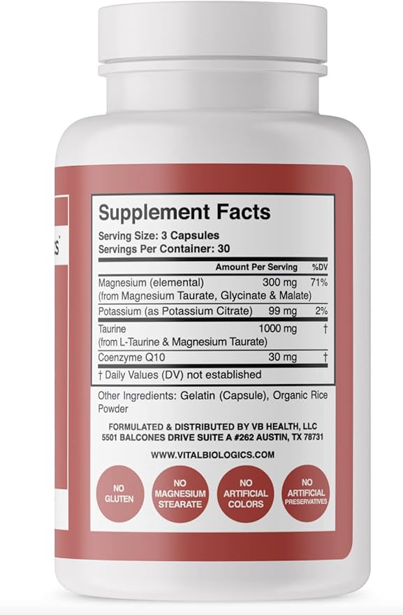 Heart Calm- Helps Support and Maintain a Healthy Heart Rhythm- A Natural, Fast-Acting Formula with Magnesium Taurate, Glycinate, Malate and More. 90 Capsules.