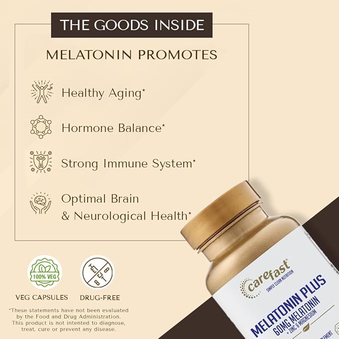 60mg Melatonin Plus Extra Strength High Dose Sleep Supplement 90 Capsules - Veggie Capsules - Fast Acting Formulated by Dr Shallenberger with Zinc & Magnesium for Maximum Quick Absorption