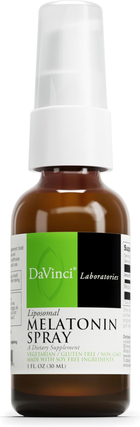 DAVINCI Labs Liposomal Melatonin Spray - Sleep Support Supplement - Bedtime Spray with 3mg Melatonin Per Serving - Fast-Acting Formula - Supports Restful Sleep - 30 mL