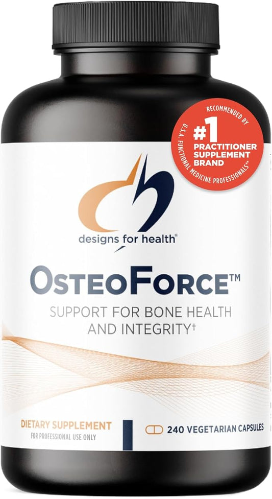 Designs for Health OsteoForce - Premium Bone Support Supplement - Highly Absorbable Nutrients - Calcium Malate, Magnesium, Zinc Bisglycinate Chelate, Vitamins D + K - Non-GMO, Soy Free (240 Capsules)