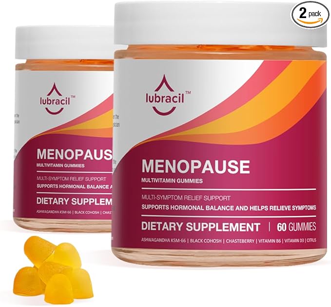 Lubracil Menopause Gummies for Women - Menopausal Supplements for Hot Flashes, Night Sweats, Mood Swings and Hormonal Balance - Daily Vitamins with Black Cohosh & Ashwagandha - 120 Gummies (Pack of 2)