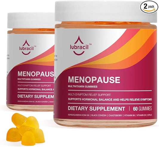 Lubracil Menopause Gummies for Women - Menopausal Supplements for Hot Flashes, Night Sweats, Mood Swings and Hormonal Balance - Daily Vitamins with Black Cohosh & Ashwagandha - 120 Gummies (Pack of 2)