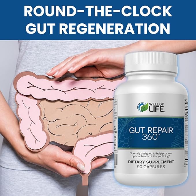 Gut Repair 360: Natural Formulated Formula Emerged from The Lab - Pure Essence Organic Capsules Non-GMO Gluten-Free Soy-Free Dairy-Free USA Made - Supporting Your Healthy Gut