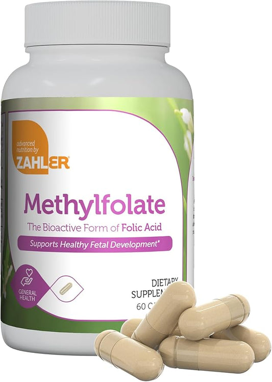 Zahler Methylfolate - Supports Healthy Fetal Development and Genetic Health - Methylated Folic Acid from 1000 mcg DFE L-Methylfolate - Kosher Non GMO Methyl Folate Supplement for Women (60 Capsules)