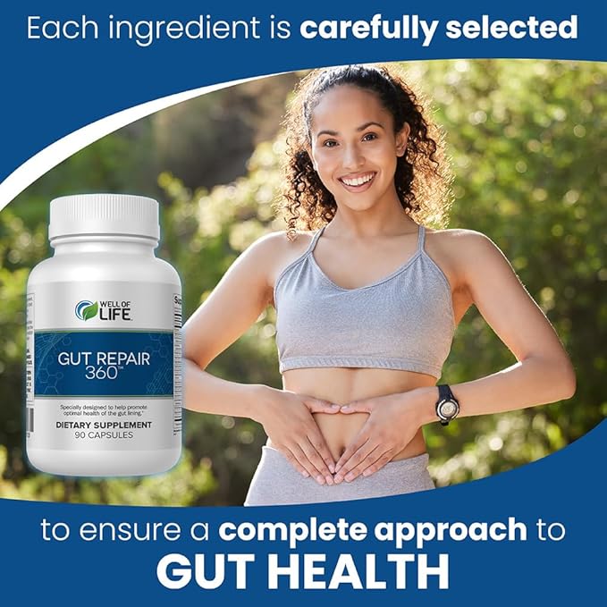Gut Repair 360: Natural Formulated Formula Emerged from The Lab - Pure Essence Organic Capsules Non-GMO Gluten-Free Soy-Free Dairy-Free USA Made - Supporting Your Healthy Gut