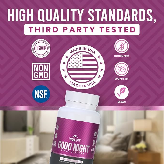 Natural Sleep Aid for Adults, Sleep Supplement, Natural Calm, Melatonin with L-Theanine, Magnesium Glycinate, Ashwagandha, GABA, 5-HTP, Vitamin D & Niacin (30 Day Supply)