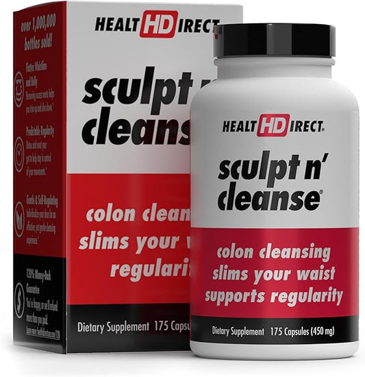 HEALTH DIRECT Sculpt n' Cleanse - Herbal Colon Cleanse for Digestive Health & Regularity - Natural Detox & Gut Flush Supplement - Weight Management Support - 175 Veggie Capsules
