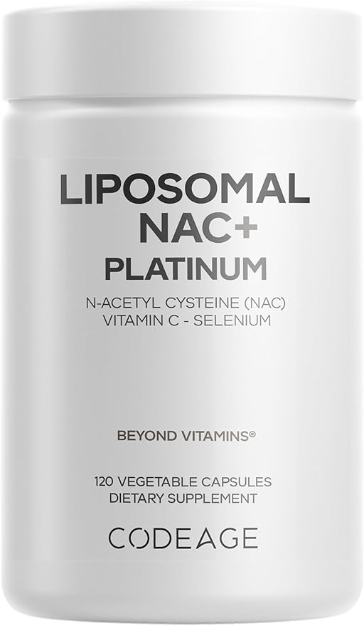 Codeage Liposomal NAC+ Platinum - N-Acetyl L-Cysteine, Vitamin C, Alpha Lipoic Acid, Selenium - 2-Month Supply - Helix Liposomal Delivery - Phospholipid - Non-GMO NAC Dietary Supplement - 120 Capsules