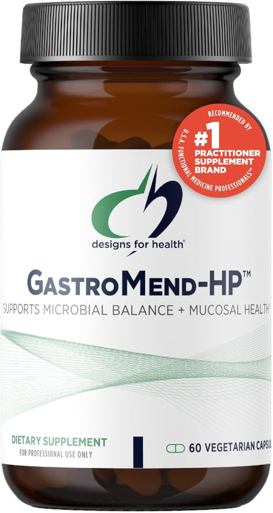 Designs for Health GastroMend HP - Mastic Gum, Zinc, L-Carnosine, Deglycyrrhizinated Licorice Gut Health Supplements - May Support Gastric Health, Occasional Bloating or Upset Stomach (60 Capsules)