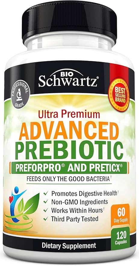 Prebiotics for Advanced Gut Health - Immune System Support & Dietary Fiber - Fuels Good Bacteria Growth to Promote Digestive Health - Gas & Digestion Support - Probiotics for Men & Women -120 Capsules