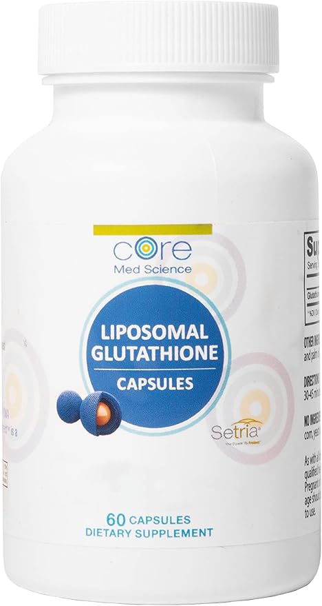 Core Med Science Liposomal Glutathione Supplement (500mg, 60 Capsules) - Pure Reduced Setria with Phospholipid Complex - Antioxidant Supplement for Energy, Brain Health, Skin & Liver Health