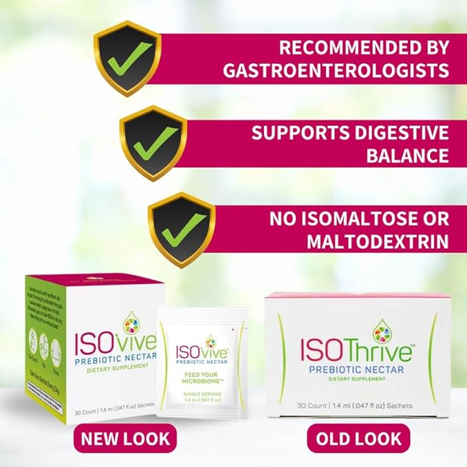 ISOVive Prebiotic Liquid Supplement (30-Day Supply) Natural Heartburn and Bloating Relief - Naturally Fermented Daily Fiber - Formerly