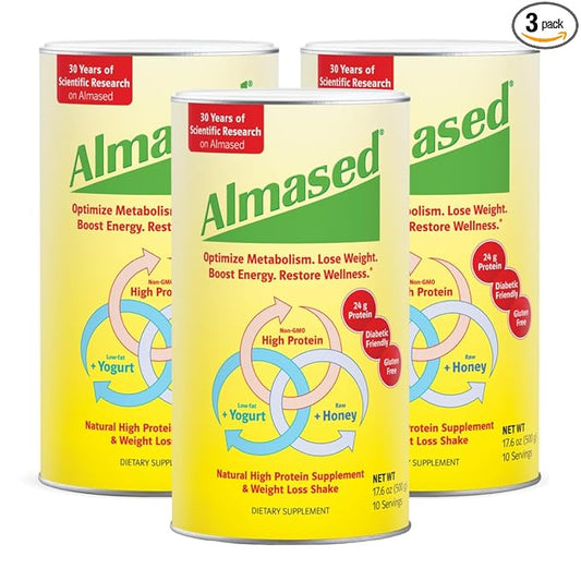 Almased Meal Replacement Shake - Low-Glycemic High Plant Base Protein Powder- Nutritional Weight Health Support Supplement - Original Flavor - 17.6 oz