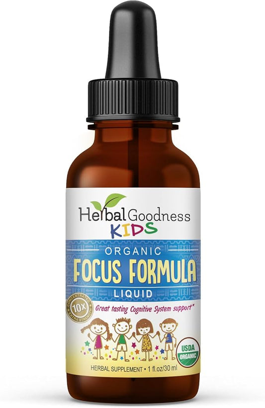 Kids Focus and Attention Supplements 1oz - Focus Supplements for Kids with Ashwagandha for Kids & Natural Moringa Extract for a Serene and Genius Mind - Non-GMO Focus Vitamins for Kids - Made in USA