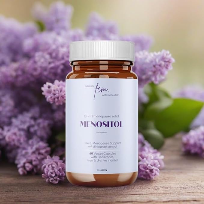 Inositol FEM Menositol 19-in-1 60Caps, Perimenopause & Menopause Supplements for Women Weight Loss with Myo-Inositol, D-chiro and Isoflavones, Control Metabolic Health, 100% Natural, Hormone, SoyFree