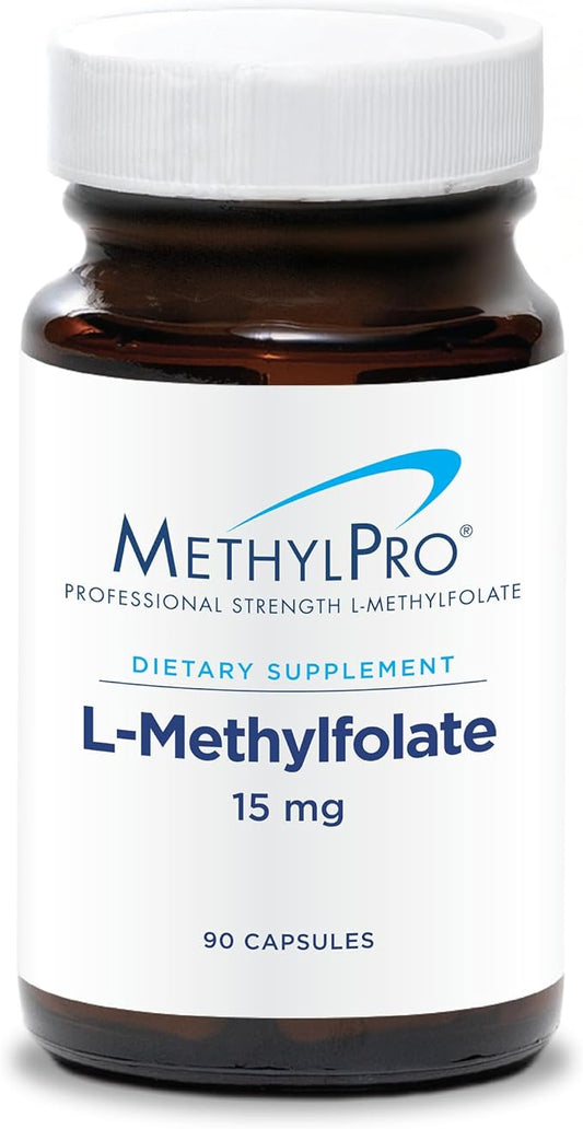 MethylPro 15mg L-Methylfolate - Professional Strength Active Methyl Folate Supplement for Brain Support, Balanced Mood + Immune Health - Gluten-Free with No Fillers (90 Capsules)