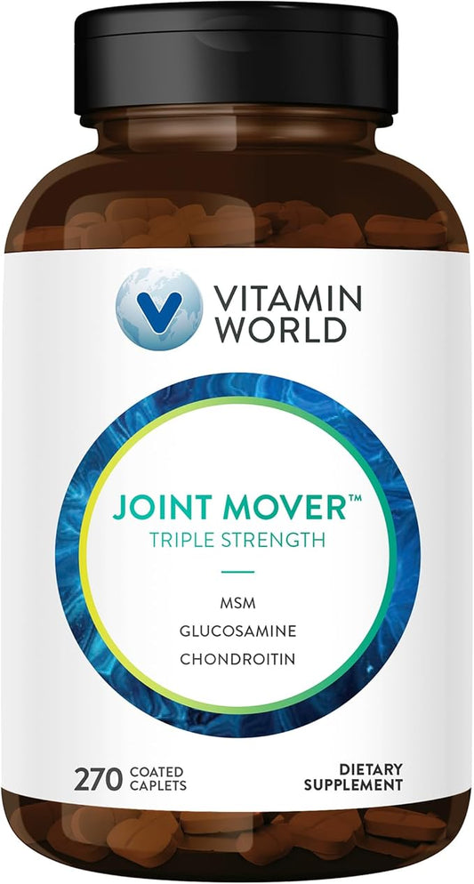 Vitamin World Triple Strength Joint Mover, Glucosamine Chondroitin with MSM Joint Support Supplement, Collagen & Boswellia Serrata Extract, Support Joint Strength, Comfort & Flexibility, 270 Caplets