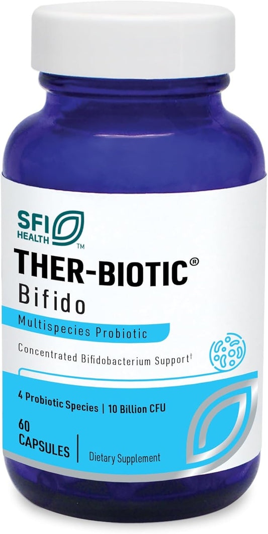 Klaire Labs SFI Health Ther-Biotic Factor 4-10b CFU Bifidobacterium Bifidum Probiotic with Breve, Lactis & Longum - Immune + Gut Health Support - Hypoallergenic Bifidobacterium Probiotic (60 Caps)