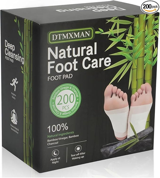 200 Packs Bamboo Foot Pads, Natural Cleansing, Promoting Sleeping, Suitable for Daily Relaxation Foot Paches | Included 200 Adhesive Sheets and 200 Foot Pads