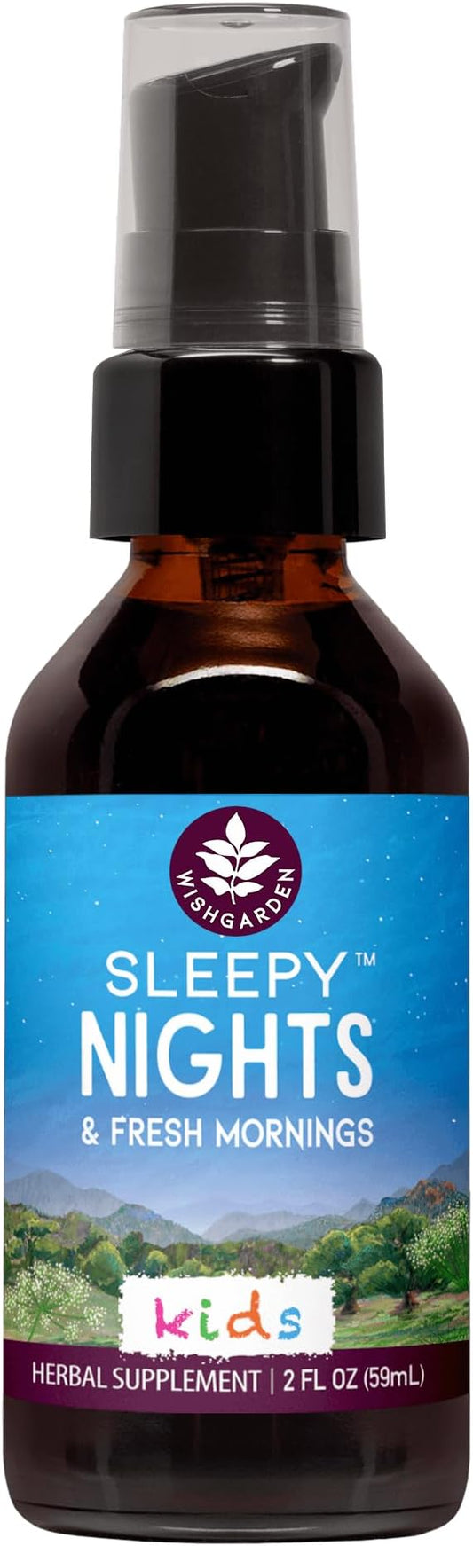 WishGarden Herbs Sleepy Nights for Kids - All-Natural Herbal Sleep Aid Tincture Without Melatonin, Organic Sleep Supplement with Passionflower & Scullcap, Supports Safe and Restful Deep Sleep, 2oz