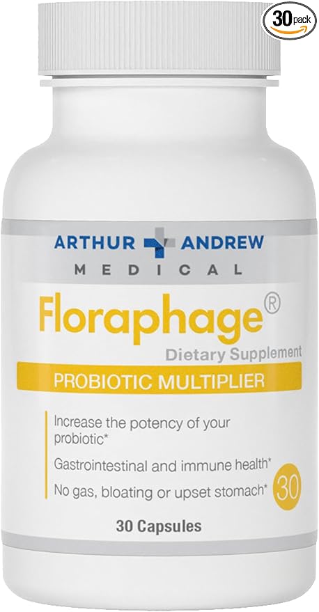 Arthur Andrew Medical, Floraphage, Prebiotic Formula and Probiotic Multiplier, 30 Capsules