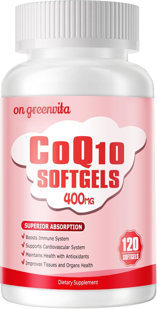 CoQ10-400mg-Softgels with PQQ, BioPerine & Omega-3, Coenzyme Q10(Ubiquinone) Supplement for High-Absorption, Powerful-Antioxidant, Support Heart & Energy-Production, 120 Servings