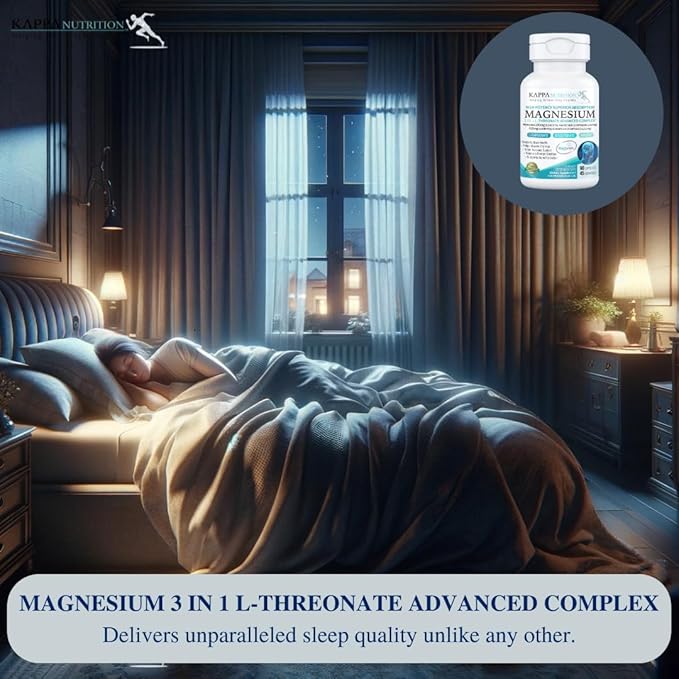 (90 Capsules), 2,253mg Per Serving, Providing 420mg Elemental Magnesium, L-Threonate, Bisglycinate Chelate, Malate, from Kappa Nutrition.