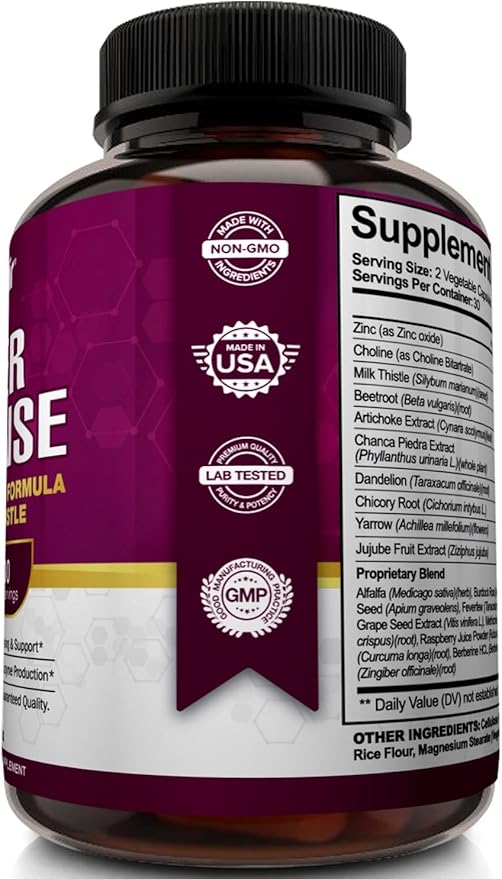 NutriFlair Liver Cleanse Detox & Repair Supplement with Milk Thistle, Turmeric, Dandelion, Artichoke Extract, Berberine HCL, Ginger - Liver Support and Liver Health, Non-GMO Pills, 60 Veggie Capsules