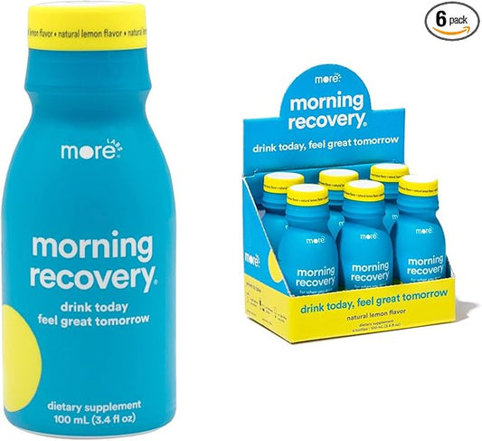 Morning Recovery Electrolyte, Milk Thistle Drink Proprietary Formulation to Hydrate While Drinking for Morning Recovery, Highly Soluble Liquid DHM, Original Lemon, Pack of 6