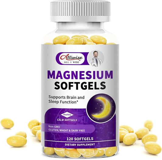 High Absorption Magnesium Glycinate 400mg Softgels Supplement, Magnesium with Calcium - Highly Bioavailable - with Vitamin D3 & K2, for Sleep, Mood, Brain Support