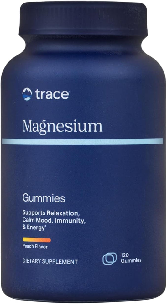 Trace Minerals Magnesium 84mg - Chewable Magnesium Supplement for Bone & Heart Health Support - Immune System Support - Aids Relaxation & Healthy Sleep - Peach, 120 Gummies (120 Servings)