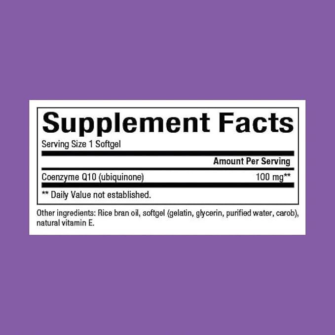 Natural Factors Coenzyme Q10 100 mg, Natural Coenzyme Q10 Supplement for Energy, Heart and Cognitive Support, 60 Softgels