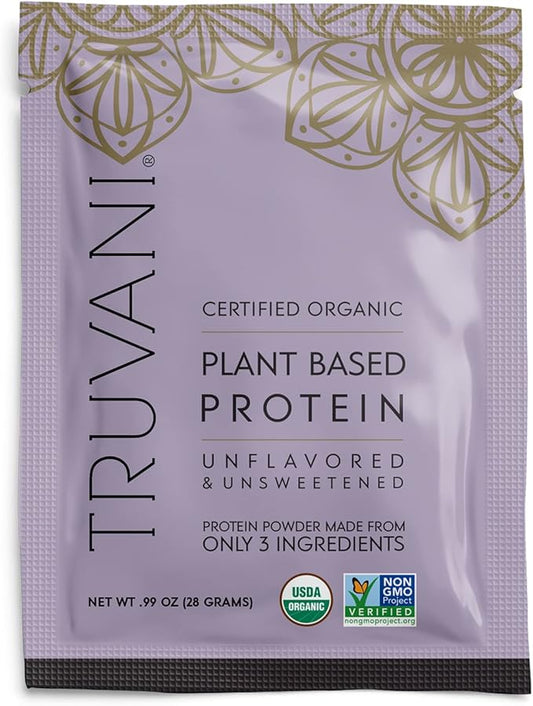 Truvani Vegan Pea Protein Powder | Unflavored | 20g Organic Plant Based Protein | 1 Serving | Keto | Gluten & Dairy Free | Low Carb | No Added Sugar
