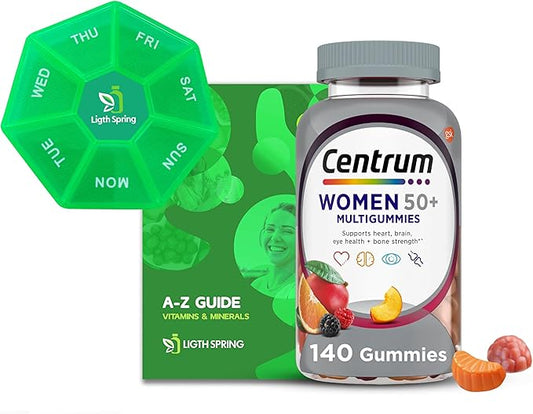 Women's Multivitamin Multigummies 50 + Dietary Supplement Gummies, 140 Count, with Better Ligth&Spring Guide